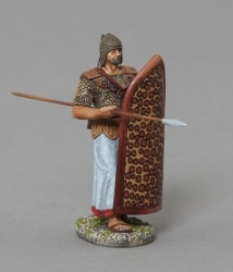 XE008A Egyptian Marine Advancing with spear lowered leopard skin shield